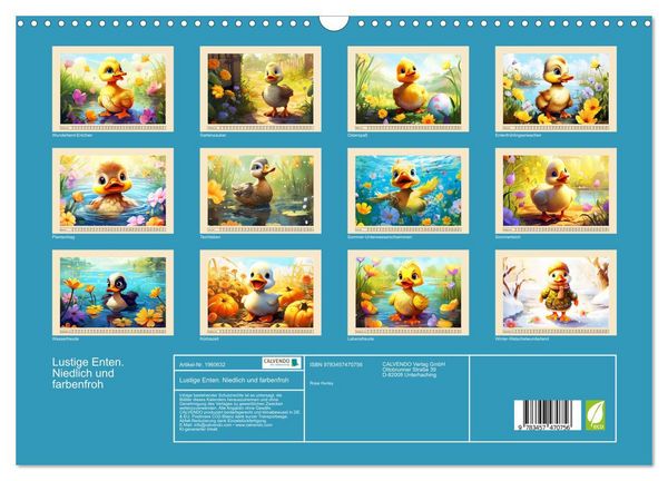 Produktbild: Lustige Enten. Niedlich und farbenfroh (Wandkalender 2026 DIN A3 quer), CALVENDO Monatskalender