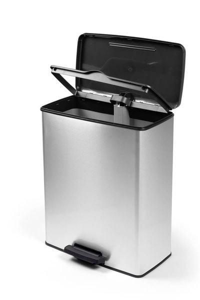 Produktbild: Curver Deco bin slim 254610 M&uuml;lleimer 65 l (B x H x T) 480 x 615 x 280 mm Silber, Schwarz 1 St.