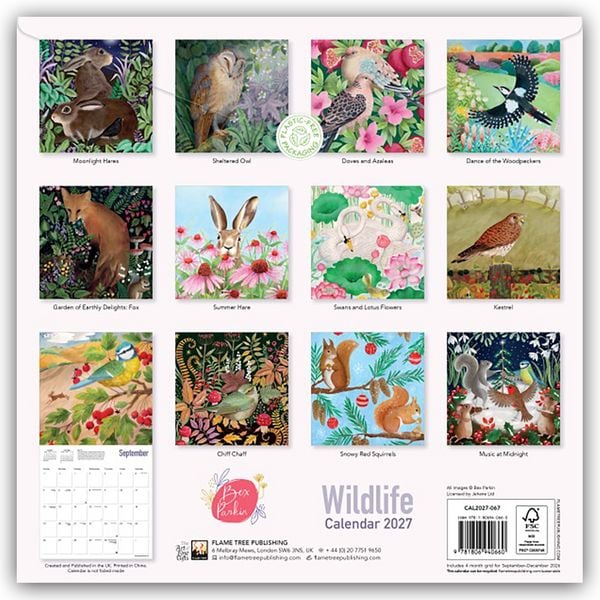Produktbild: Bex Parkin, Wildlife &ndash; Kunstkalender 2027 &ndash; Original Flame Tree Publishing-Kalender [Kalender]