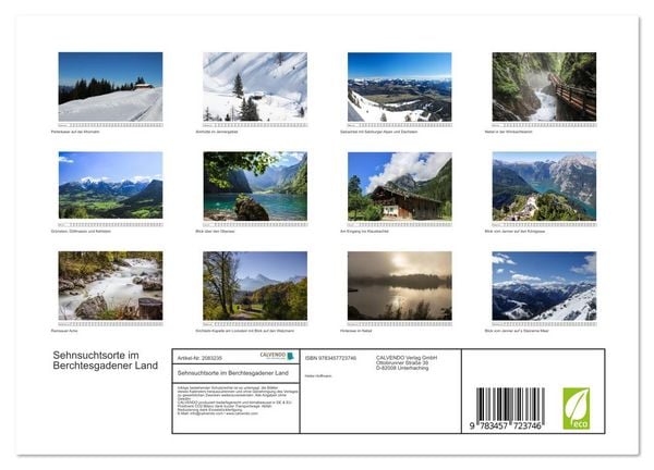 Produktbild: Sehnsuchtsorte im Berchtesgadener Land (Wandkalender 2026 DIN A4 quer), CALVENDO Monatskalender