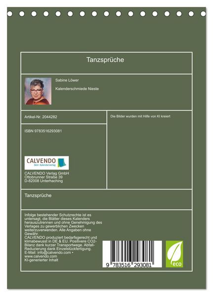 Produktbild: Tanzspr&uuml;che (Tischkalender 2026 DIN A5 hoch), CALVENDO Monatskalender