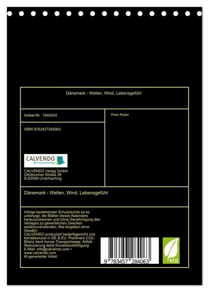 Produktbild: D&auml;nemark - Wellen, Wind, Lebensgef&uuml;hl (Tischkalender 2026 DIN A5 hoch), CALVENDO Monatskalender