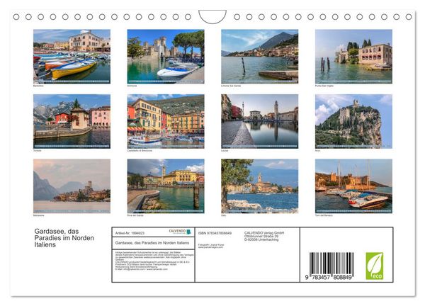 Produktbild: Gardasee, das Paradies im Norden Italiens (Wandkalender 2026 DIN A4 quer), CALVENDO Monatskalender