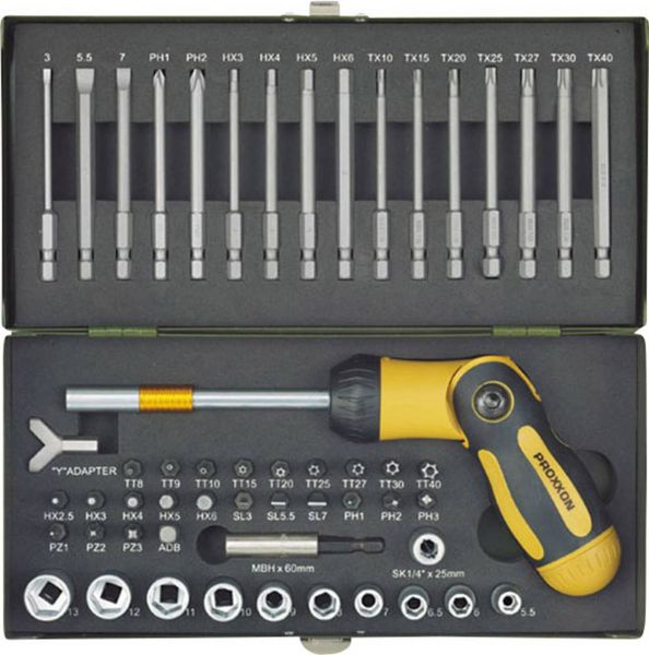 Produktbild: Proxxon Industrial 23104 Bit-Set 54teilig Innen-Sechsrund (TX), Innen-Sechskant, Schlitz, Kreuzschlitz Pozidriv, Kreuzschlitz Phillips