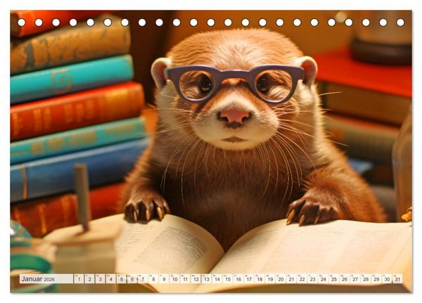Produktbild: Otter bei der Arbeit (Tischkalender 2026 DIN A5 quer), CALVENDO Monatskalender