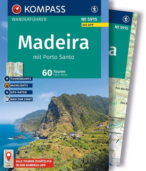 Produktbild: KOMPASS Wanderf&uuml;hrer Madeira mit Porto Santo, 60 Touren mit Extra-Tourenkarte