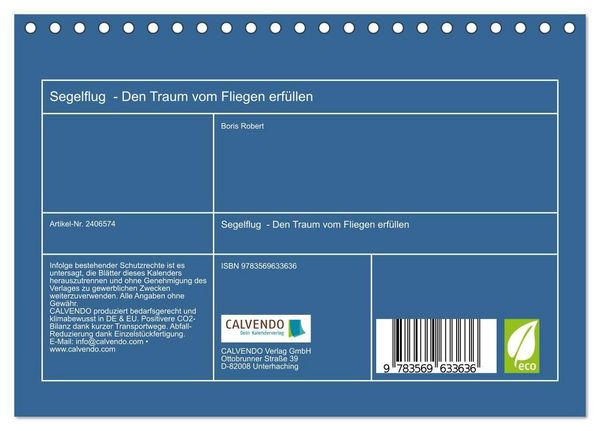 Produktbild: Segelflug - Den Traum vom Fliegen erf&uuml;llen (Tischkalender 2027 DIN A5 quer), CALVENDO Monatskalender