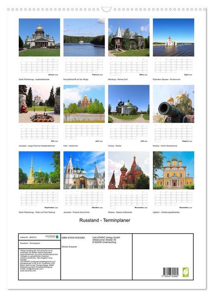 Produktbild: Russland - Terminplaner (Wandkalender 2026 DIN A2 hoch), CALVENDO Monatskalender