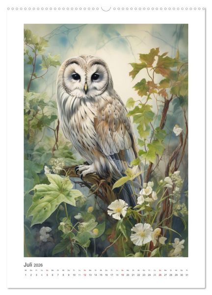 Produktbild: Eulenliebe (hochwertiger Premium Wandkalender 2026 DIN A2 hoch), Kunstdruck in Hochglanz