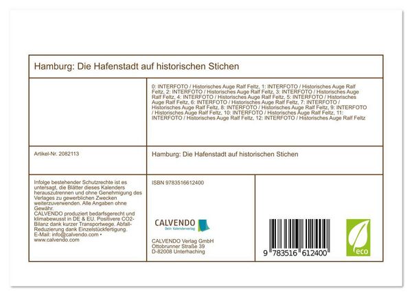 Produktbild: Hamburg: Die Hafenstadt auf historischen Stichen (Tischkalender 2026 DIN A5 quer), CALVENDO Monatskalender