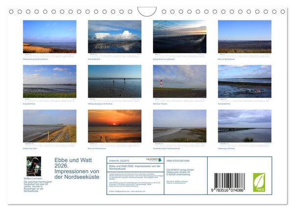 Produktbild: Ebbe und Watt 2026. Impressionen von der Nordseek&uuml;ste (Wandkalender 2026 DIN A4 quer), CALVENDO Monatskalender
