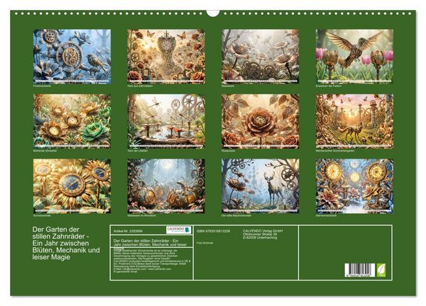 Produktbild: Der Garten der stillen Zahnr&auml;der - Ein Jahr zwischen Bl&uuml;ten, Mechanik und leiser Magie (Wandkalender 2027 DIN A2 quer), CALVENDO Monatskalender
