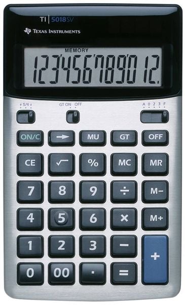 Texas Instruments TI-5018 SV Taschenrechner Silber Display (Stellen): 12 batteriebetrieben, solarbetrieben (L x B) 170 m