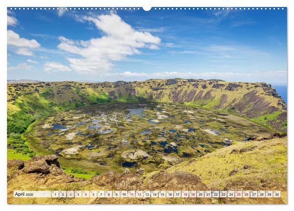 Produktbild: Die Osterinsel &ndash; Mythen, Moai und wilde Sch&ouml;nheit (hochwertiger Premium Wandkalender 2026 DIN A2 quer), Kunstdruck in Hochglanz