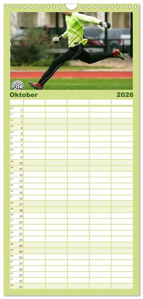 Produktbild: Familienplaner 2026 - Leidenschaft Fu&szlig;ball mit 5 Spalten (Wandkalender, 21 x 45 cm) CALVENDO