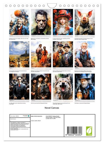 Produktbild: Novel Canvas (Wall Calendar 2026 DIN A4 portrait), CALVENDO 12 Month Wall Calendar
