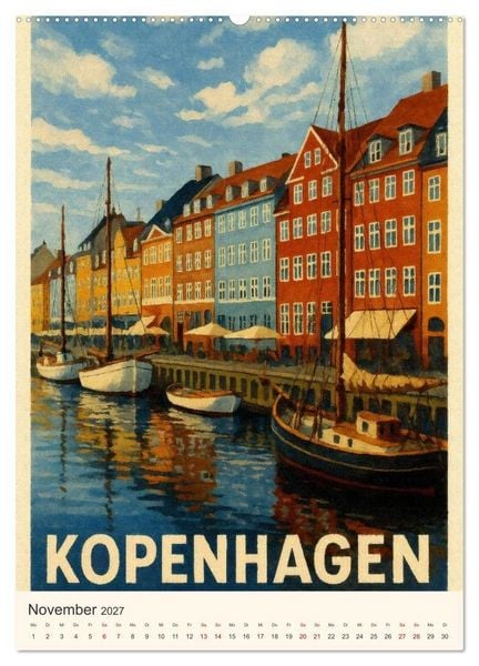 Produktbild: Hyggelige City-Poster D&auml;nemark (hochwertiger Premium Wandkalender 2027 DIN A2 hoch), Kunstdruck in Hochglanz