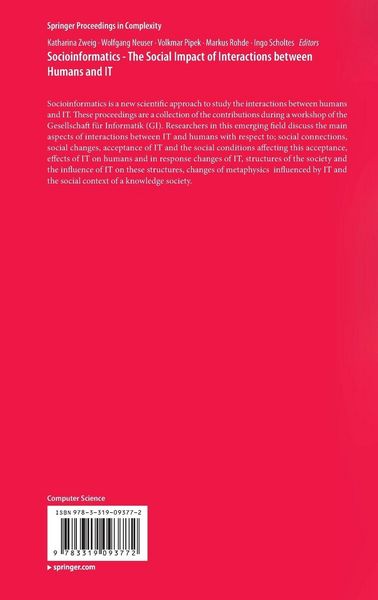 Produktbild: Socioinformatics - The Social Impact of Interactions between Humans and IT