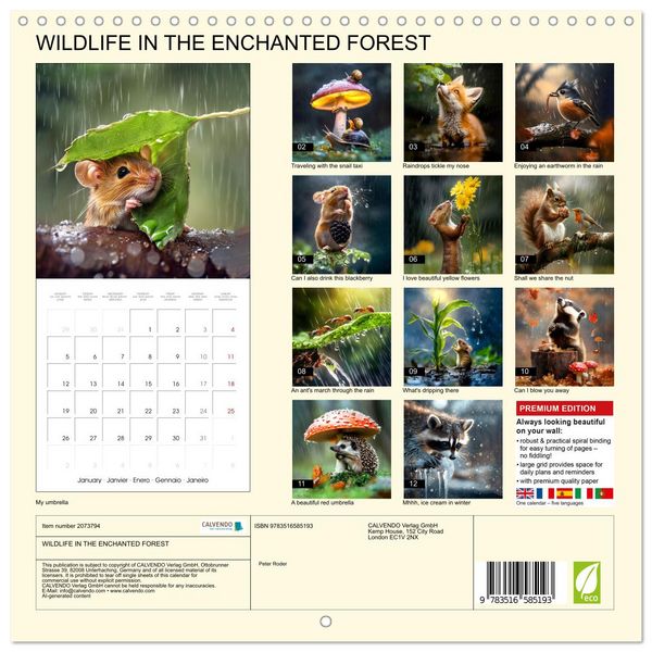 Produktbild: WILDLIFE IN THE ENCHANTED FOREST (Wall Calendar 2026 12 &times; 12 Inch) CALVENDO 12 Month Wall Calendar