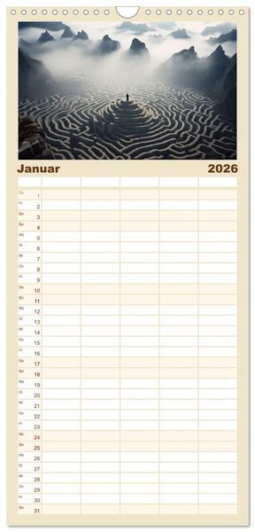 Produktbild: Familienplaner 2026 - Labyrinth Universum mit 5 Spalten (Wandkalender, 21 x 45 cm) CALVENDO