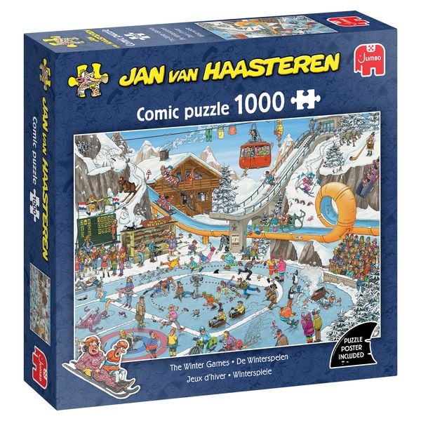 Produktbild: Jumbo 1110100601 - Jan van Haasteren, Winterspiele, Comic-Puzzle, 1000 Teile