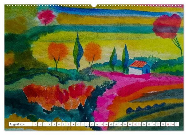 Produktbild: Roland Reiff Aquarelle Himmelslanschaften (hochwertiger Premium Wandkalender 2026 DIN A2 quer), Kunstdruck in Hochglanz