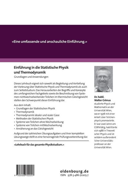 Produktbild: Einf&uuml;hrung in die Statistische Physik und Thermodynamik