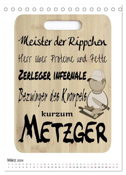 "MetzgerSprüche (Tischkalender 2024 DIN A5 hoch), CALVENDO