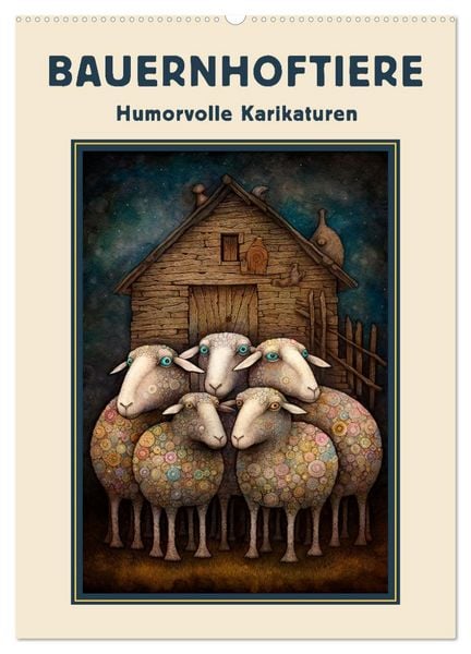 Produktbild: Bauernhoftiere - Humorvolle Karikaturen (Wandkalender 2026 DIN A2 hoch), CALVENDO Monatskalender