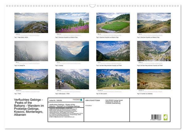 Produktbild: Verfluchtes Gebirge - Peaks of the Balkans - Wandern im Prokletije-Gebirge, Kosovo, Montenegro, Albanien (Wandkalender 2026 DIN A2 quer), CALVENDO Monatskalender