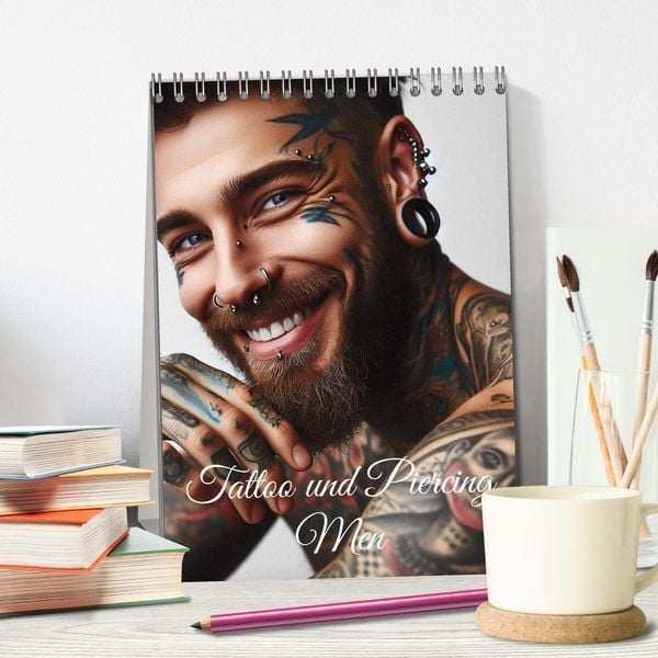 Produktbild: Tattoo und Piercing Men (Tischkalender 2026 DIN A5 hoch), CALVENDO Monatskalender