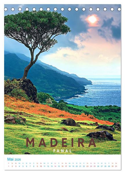 Produktbild: Madeira - Old School Poster Style (Tischkalender 2026 DIN A5 hoch), CALVENDO Monatskalender