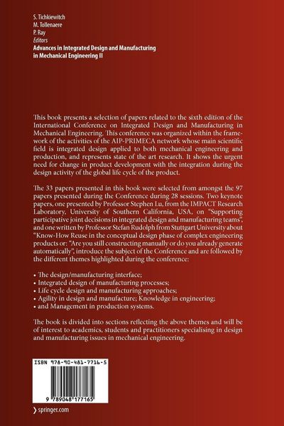 Produktbild: Advances in Integrated Design and Manufacturing in Mechanical Engineering II