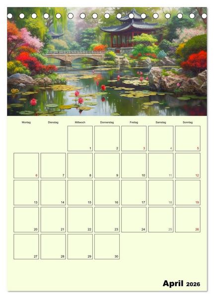 Produktbild: Im japanischen Garten. Zauberhafte Illustrationen (Tischkalender 2026 DIN A5 hoch), CALVENDO Monatskalender