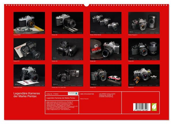 Produktbild: Legend&auml;re Kameras der Marke Pentax (hochwertiger Premium Wandkalender 2025 DIN A2 quer), Kunstdruck in Hochglanz