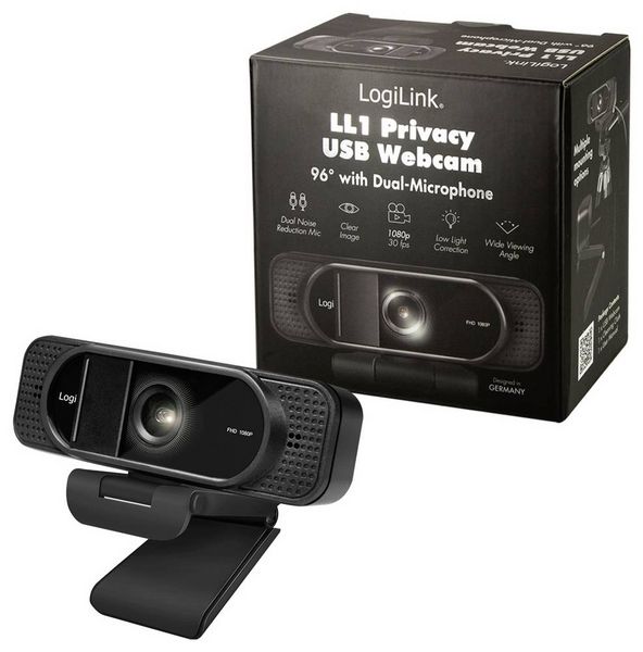 Produktbild: LogiLink UA0381 Full HD-Webcam Klemm-Halterung, Mikrofon
