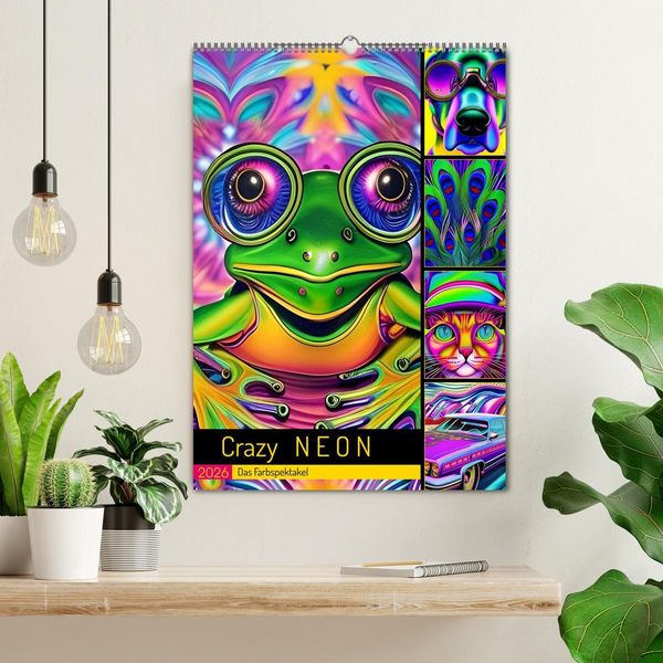 Produktbild: Crazy Neon - Das Farbspektakel (Wandkalender 2026 DIN A2 hoch), CALVENDO Monatskalender