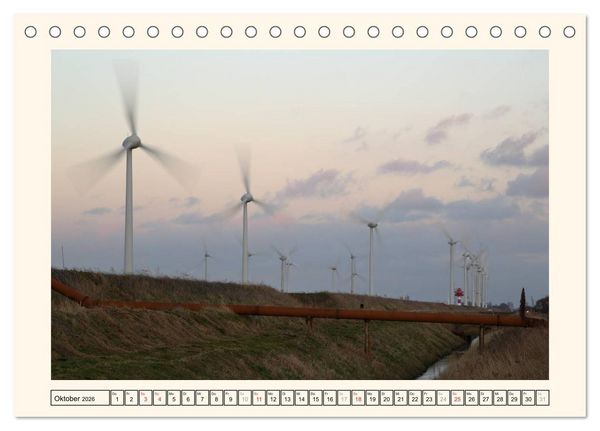 Produktbild: Windkraft in der Landschaft Ostfrieslands (Tischkalender 2026 DIN A5 quer), CALVENDO Monatskalender