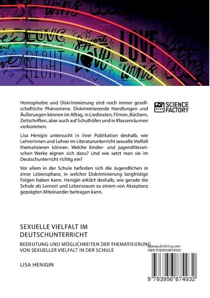 Produktbild: Sexuelle Vielfalt im Deutschunterricht. Bedeutung und M&ouml;glichkeiten der Thematisierung von sexueller Vielfalt in der Schule
