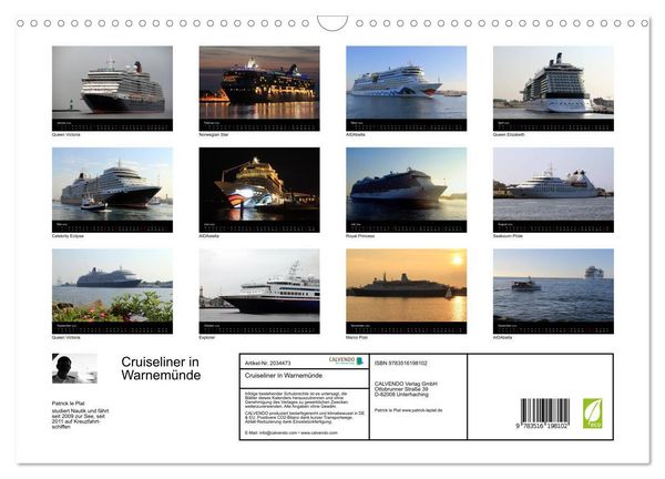 Produktbild: Cruiseliner in Warnem&uuml;nde (Wandkalender 2026 DIN A3 quer), CALVENDO Monatskalender