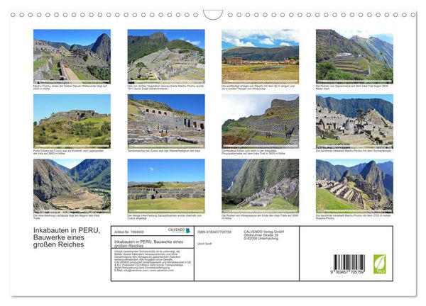 Produktbild: Inkabauten in PERU, Bauwerke eines gro&szlig;en Reiches (Wandkalender 2026 DIN A3 quer), CALVENDO Monatskalender