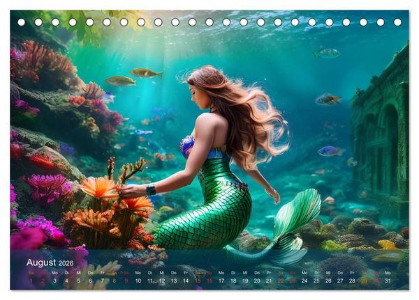Produktbild: Meerjungfrauen in mystischen Unterwasserwelten (Tischkalender 2026 DIN A5 quer), CALVENDO Monatskalender