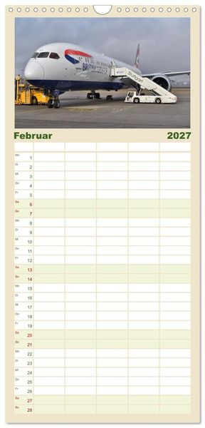 Produktbild: Familienplaner 2027 - Flugzeuge aller Art mit 5 Spalten (Wandkalender, 21 x 45 cm) CALVENDO