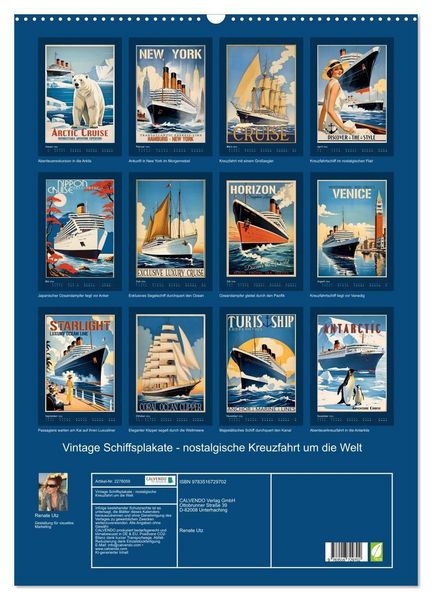 Produktbild: Vintage Schiffsplakate - nostalgische Kreuzfahrt um die Welt (Wandkalender 2026 DIN A2 hoch), CALVENDO Monatskalender