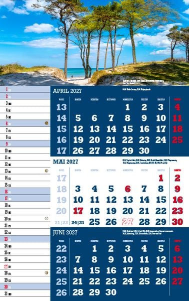 Produktbild: Drei-Monatskalender Deutschland 2027