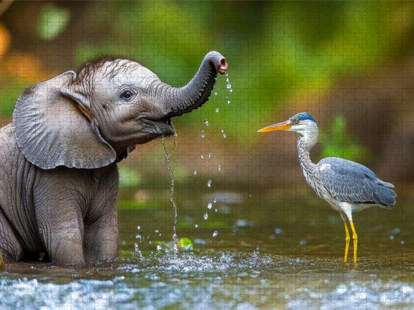 Produktbild: CALVENDO Puzzle Elefanten | 1000 Teile Lege-Gr&ouml;&szlig;e 64x48cm Foto-Puzzle f&uuml;r gl&uuml;ckliche Stunden
