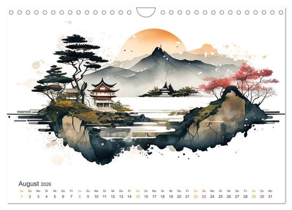 Produktbild: Japan - Aquarell Kunst und Tradition (Wandkalender 2026 DIN A4 quer), CALVENDO Monatskalender