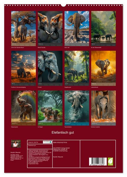 Produktbild: Elefantisch gut (hochwertiger Premium Wandkalender 2026 DIN A2 hoch), Kunstdruck in Hochglanz