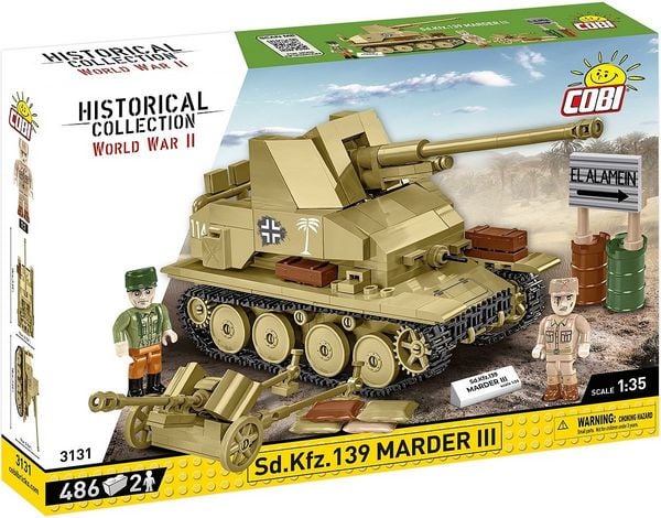 COBI Historical Collection 3131 - Sd.Kfz.139 Marder III, Jagdpanzer, WWII, Maßstab 1:35, Bausatz, 486 Klemmbausteine, 2 