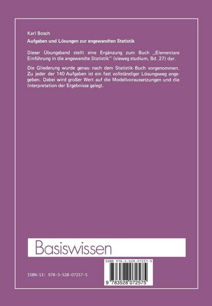 Produktbild: Aufgaben und L&ouml;sungen zur angewandten Statistik